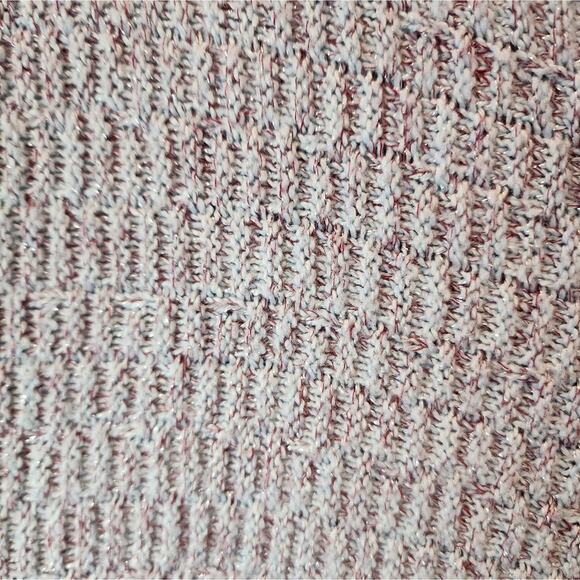 Shein Blue Lavender Metallic Boxy Sweater Crop Knit Fringe Hem Cropped Size XL - Picture 3 of 9